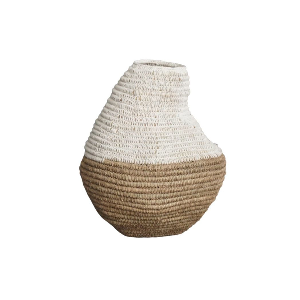 Natural and White Woven Vase