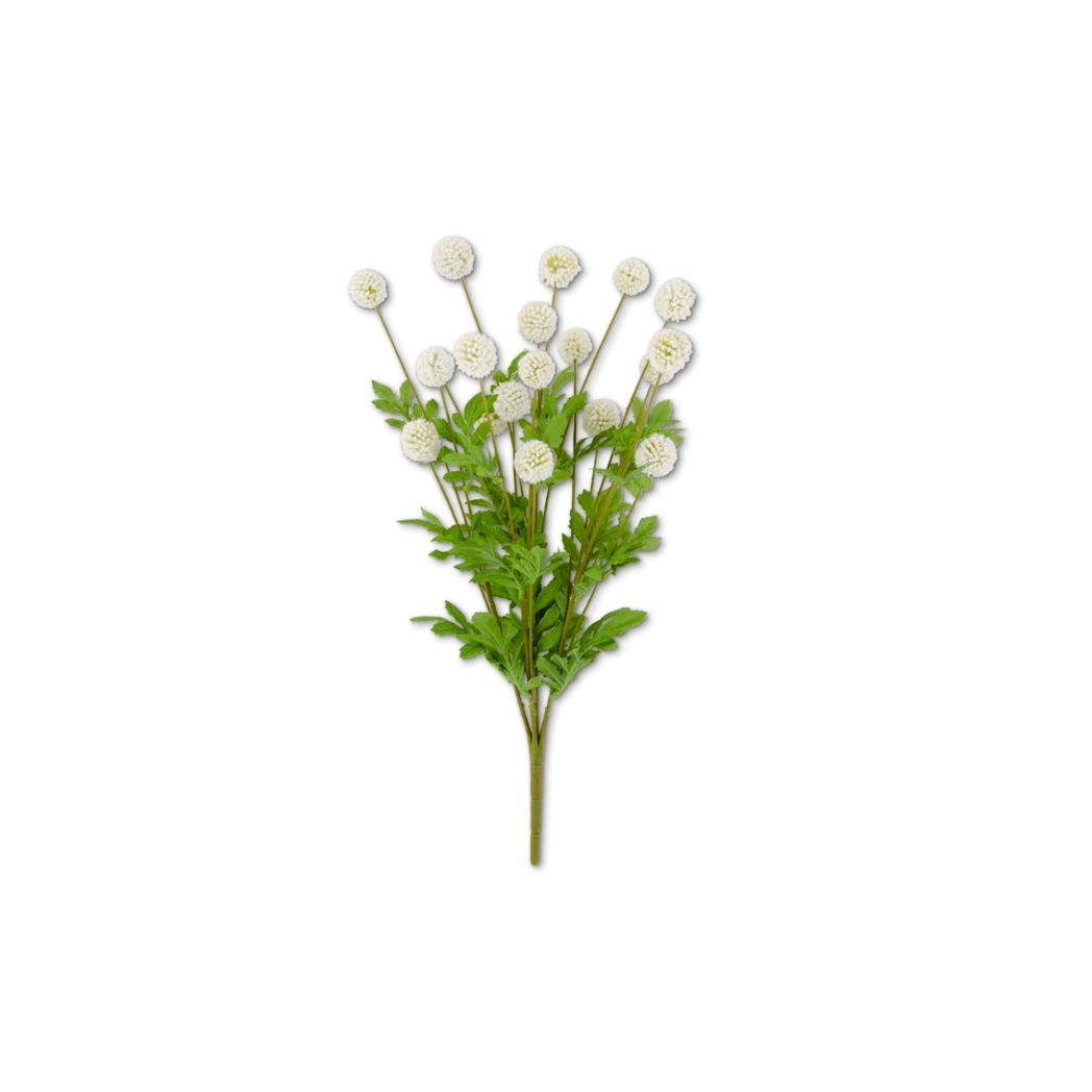 22 Inch White Mini Allium Bush w/Foliage (18 Ball)