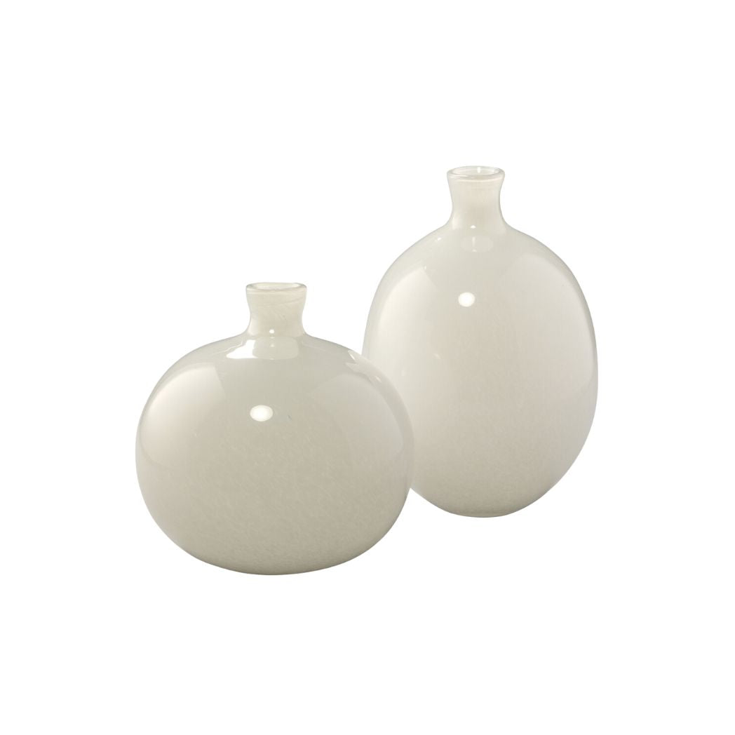 Jamie Young White Glass Blown Vases- Set of 2