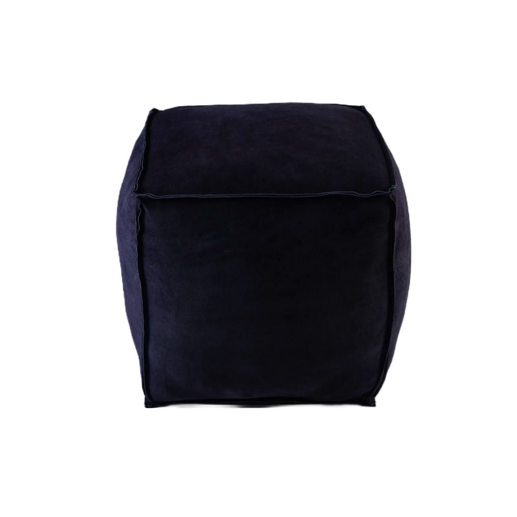 Navy Suede Poufs-Set of 2