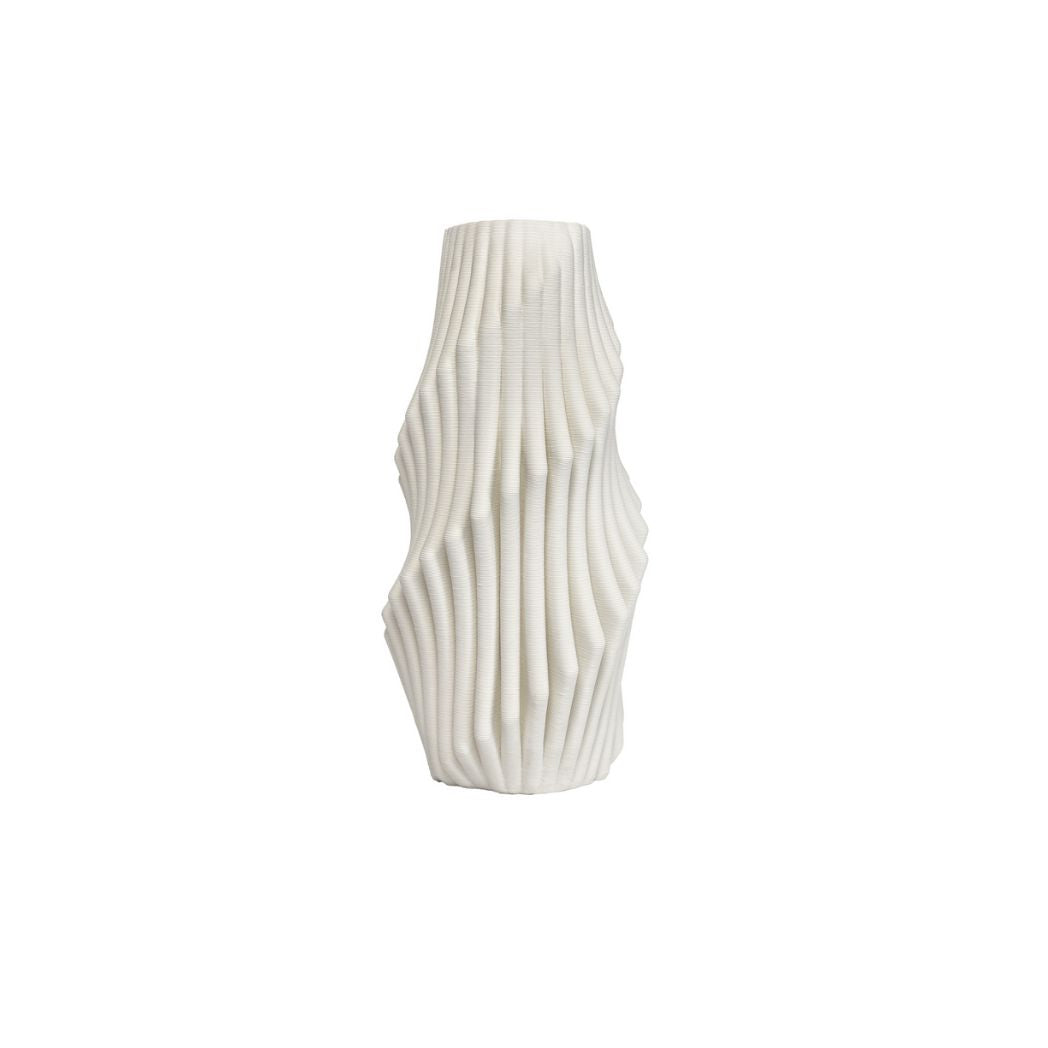 White Ceramic 3 Dimensional Wave Vase