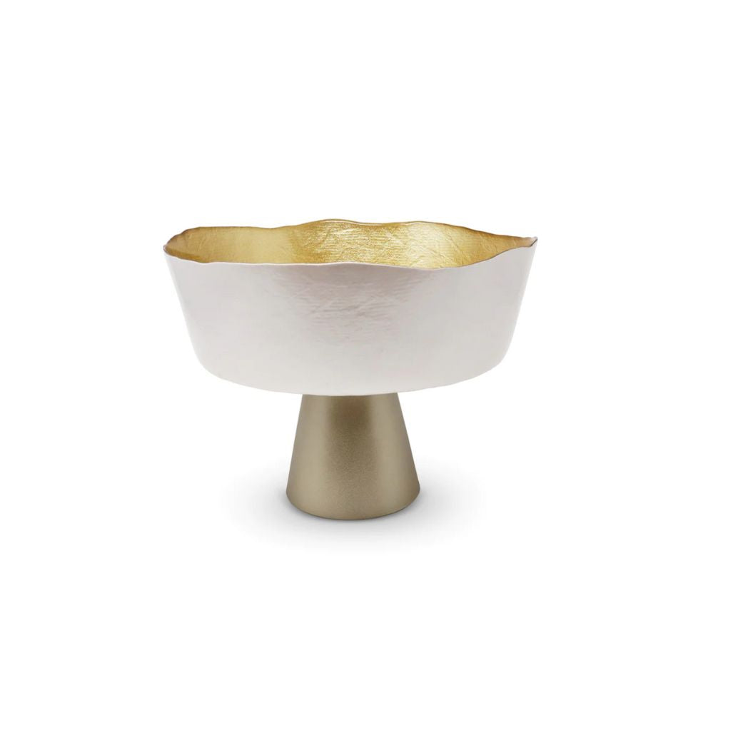 Gold and White Organic Shaped Footed Bowl