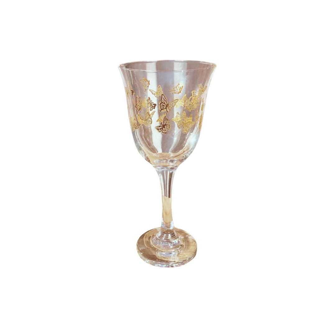 Gold Butterfly Wine Glasses- set of 6