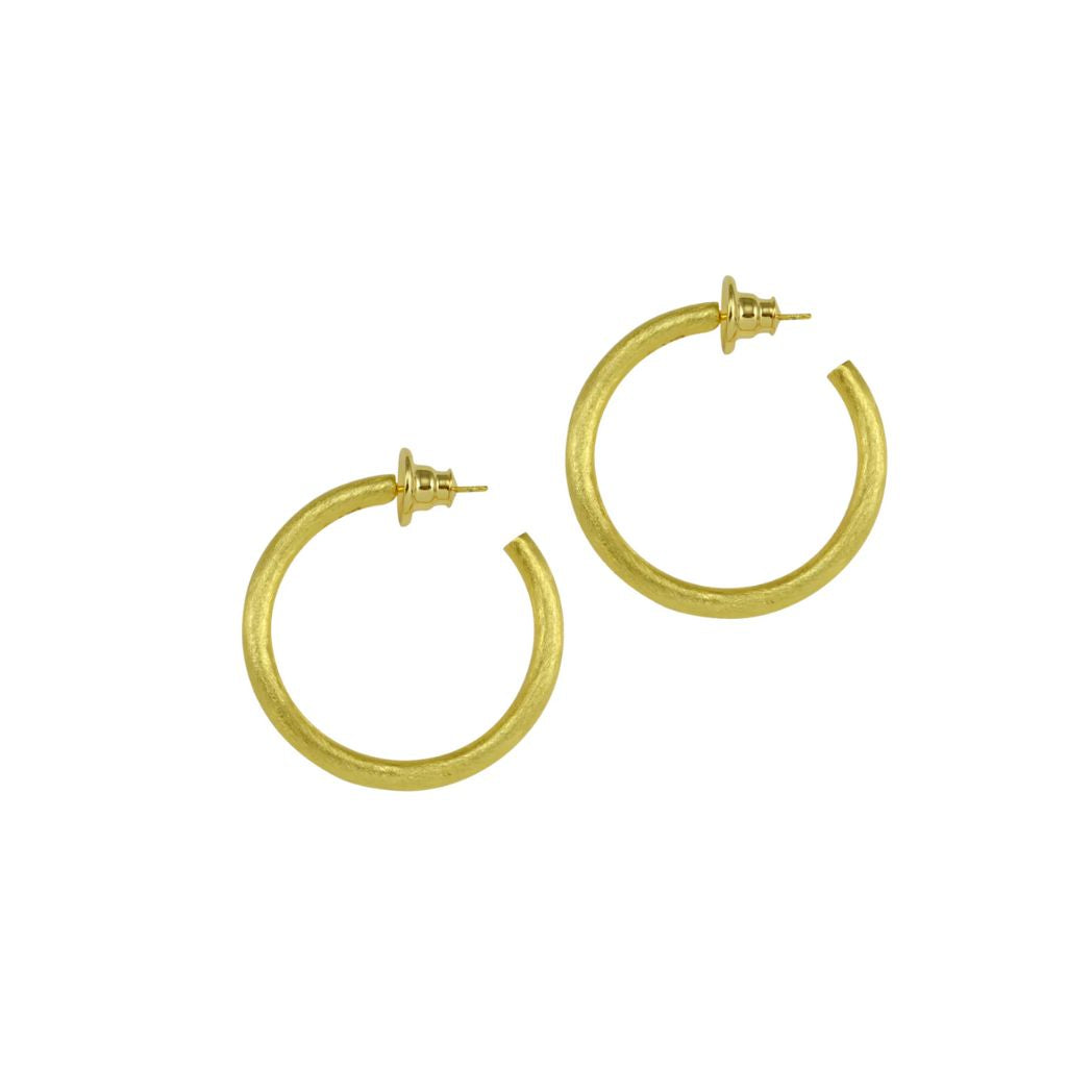 Brushed Gold Mid Size Hoop Earring