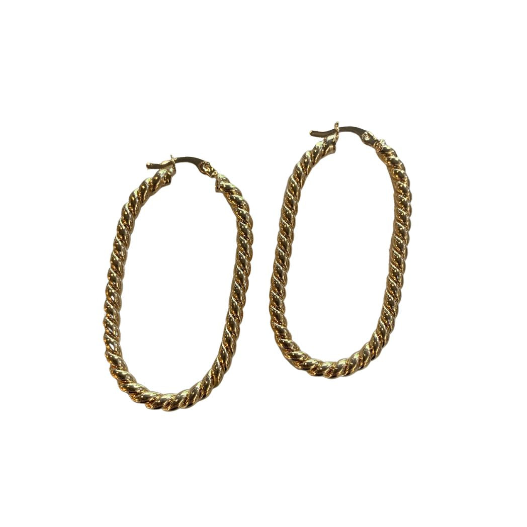 Large Gold Twisted Oval Hoops