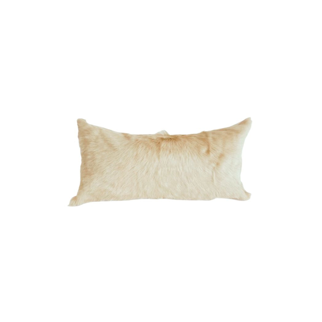 Camel Colored Faux Fur Lumbar Pillow