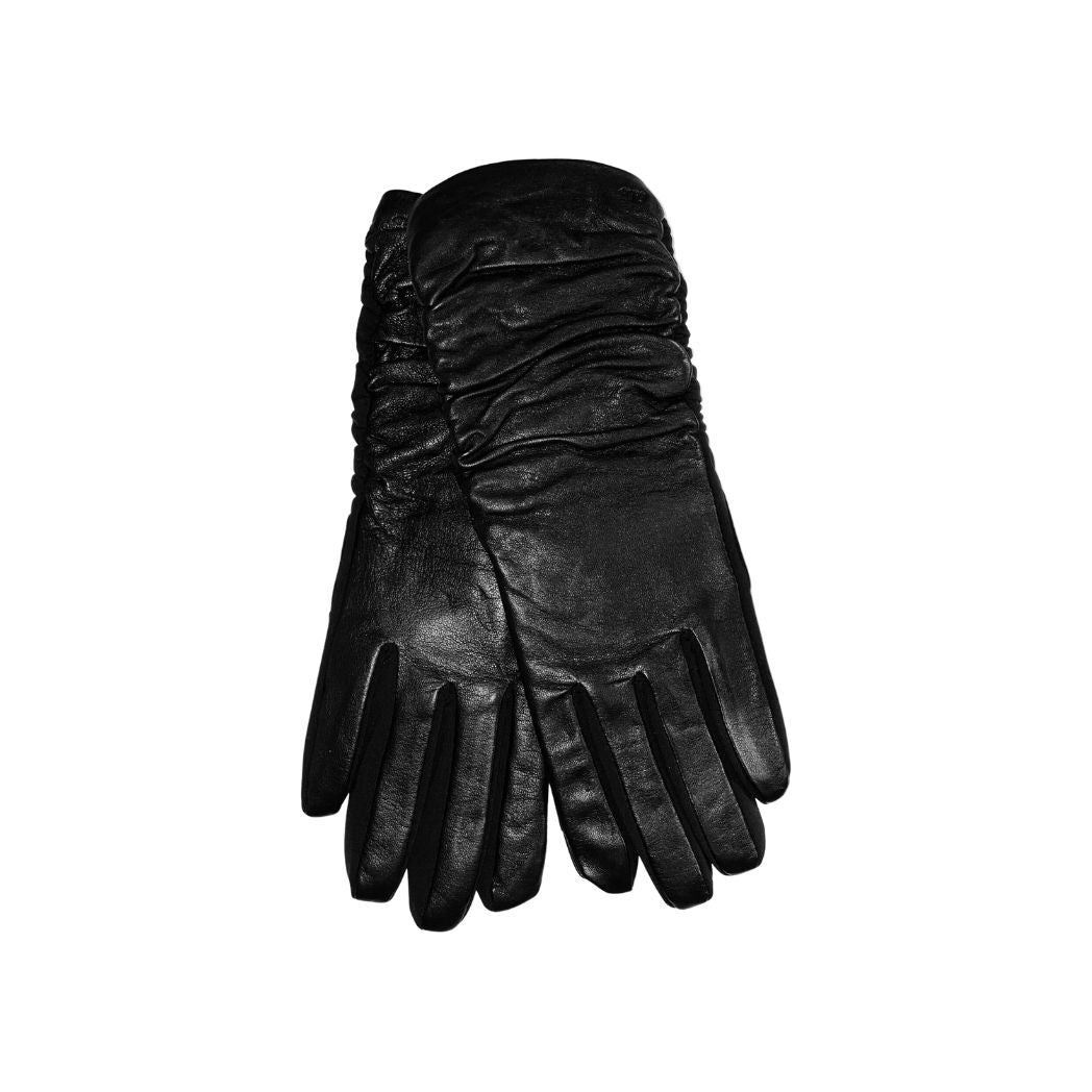 Ruched Leather Gloves