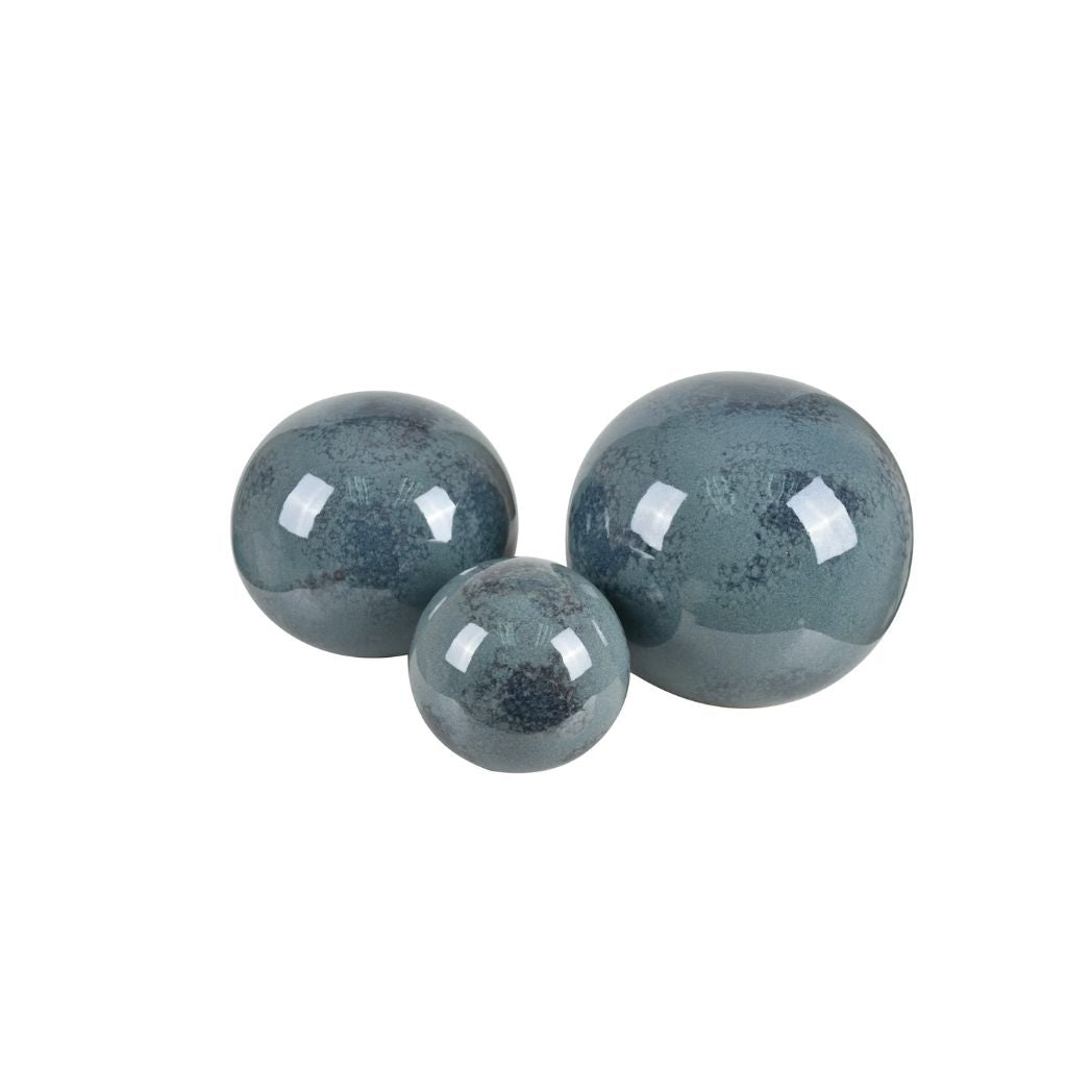 Glass Blue and Indigo Spheres- Set of 3