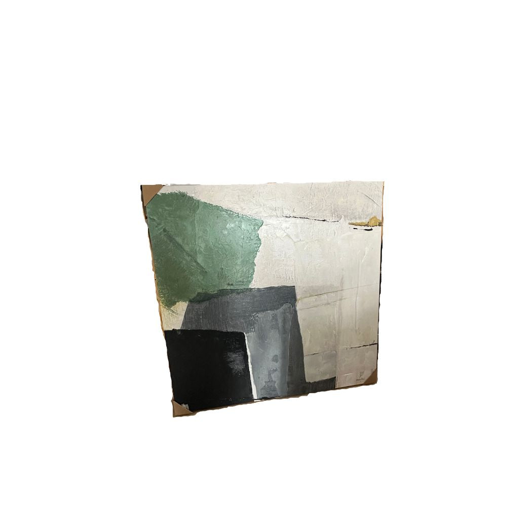 Green Black and Grey Abstract Beige Painting