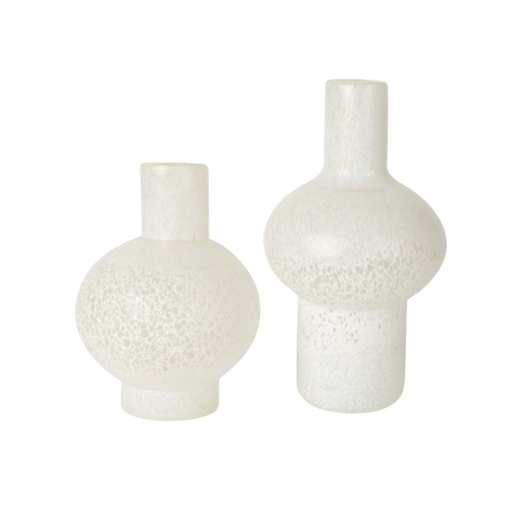 White Glass Vases- Set of 2