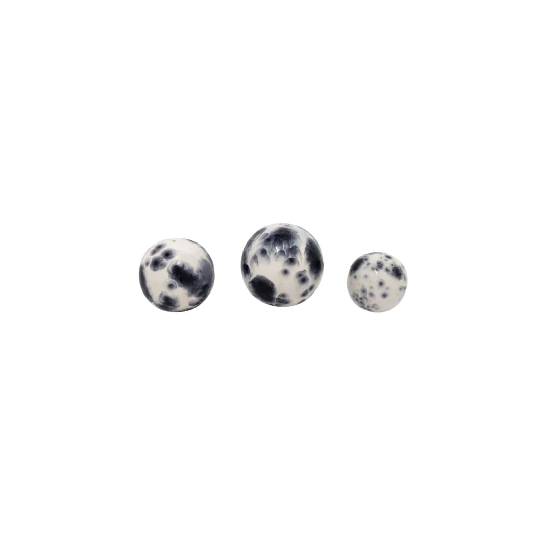 White and Blue Metal Orbs- Set of 3
