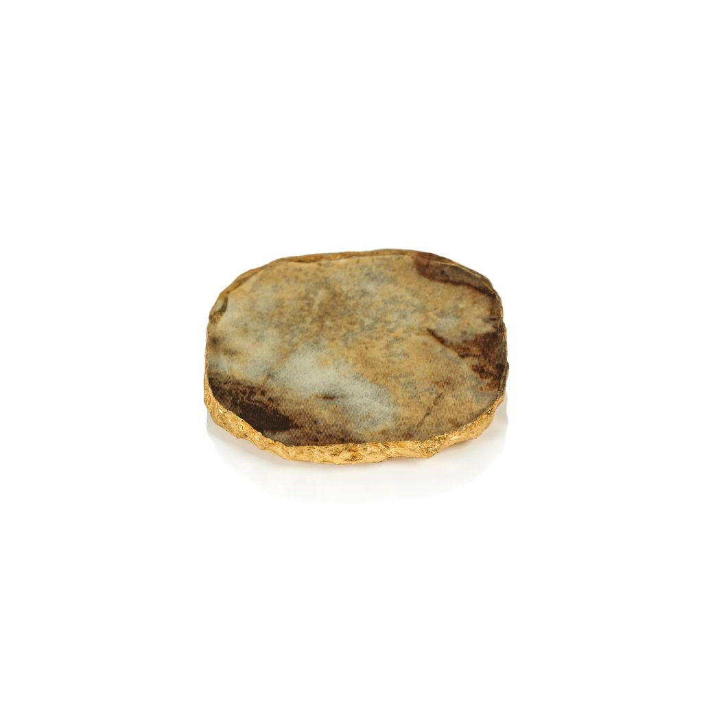 Gold Edged Agate Marble Coasters- Set of 4