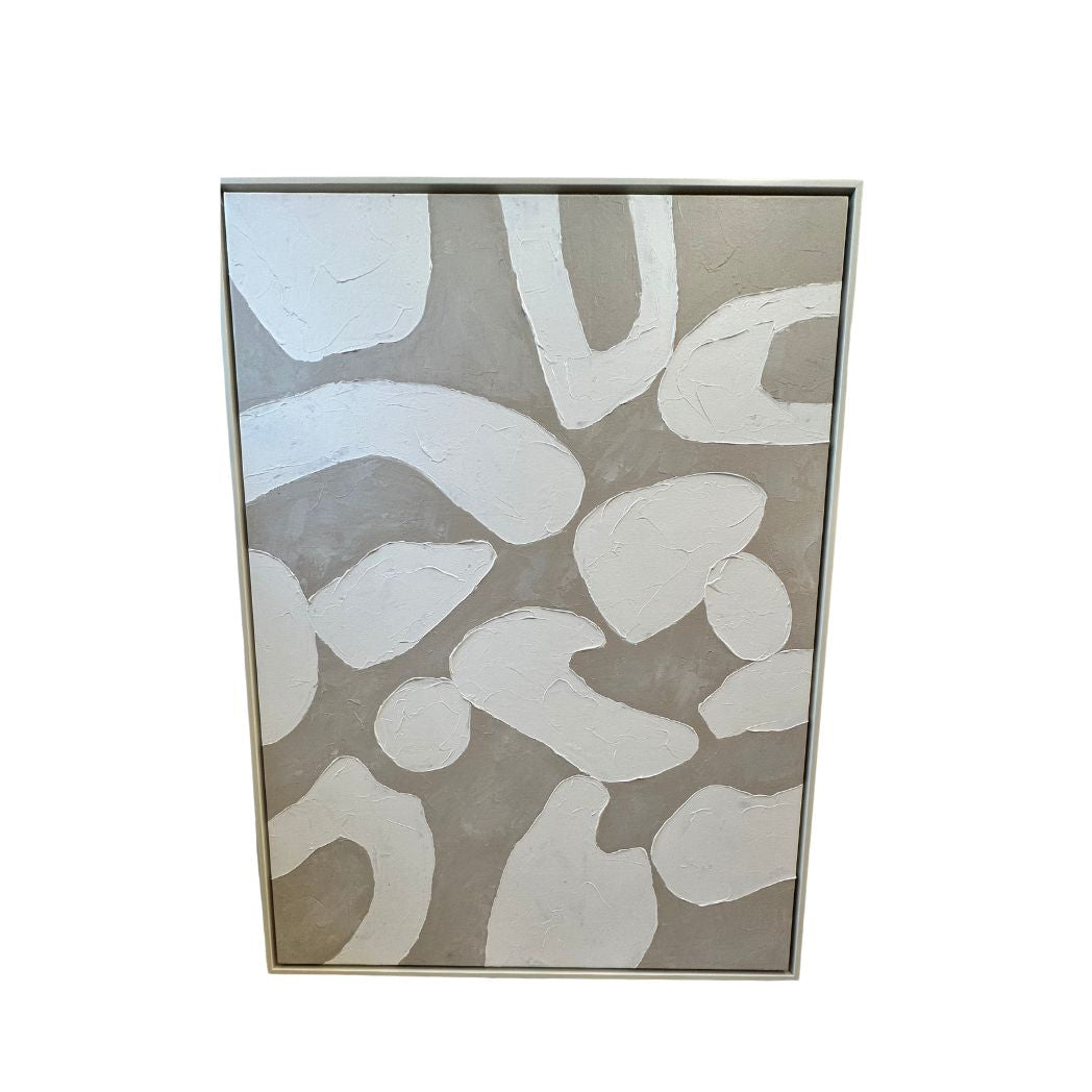 Abstract Taupe and White Shape Wall Art