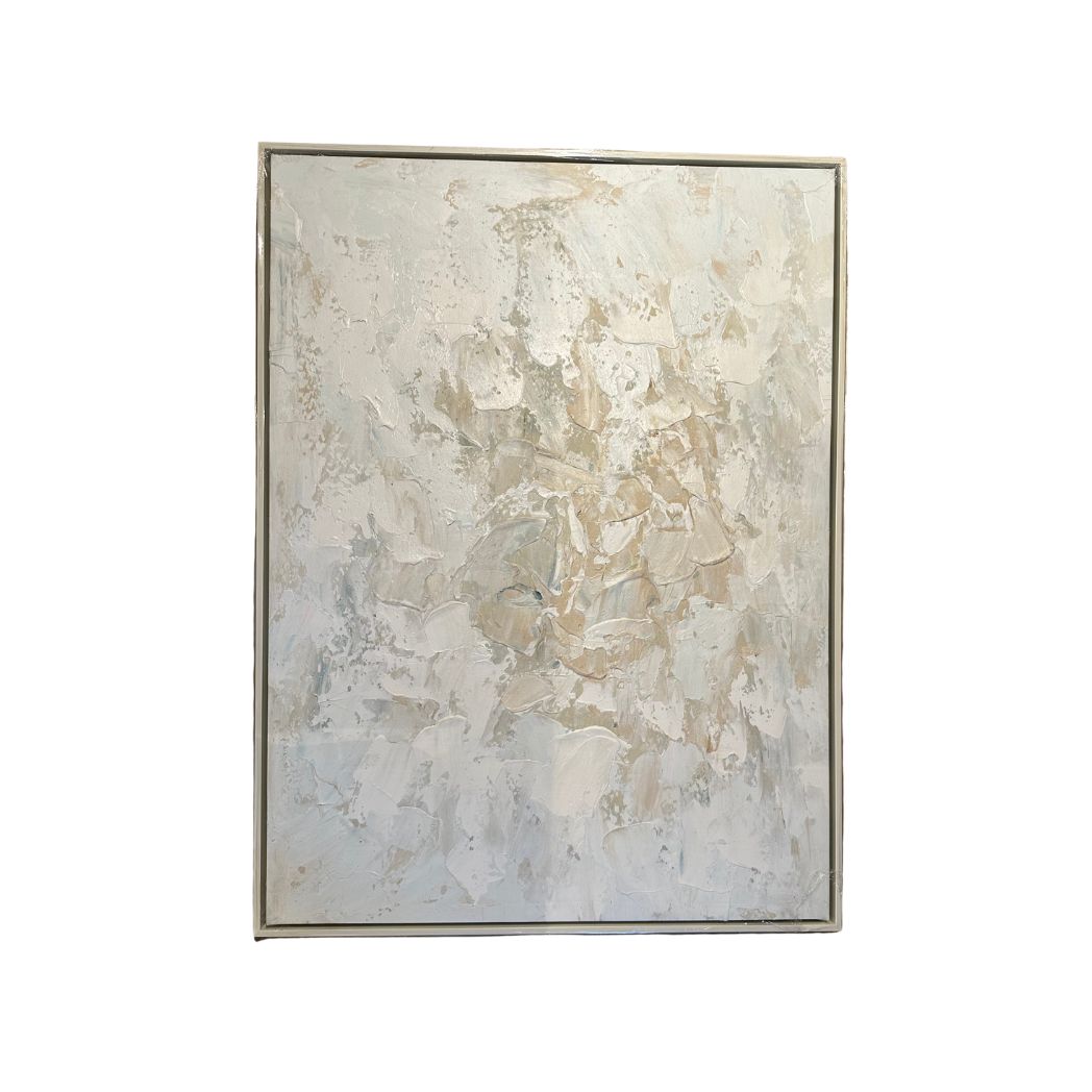 Abstract Taupe and White Canvas Wall Art