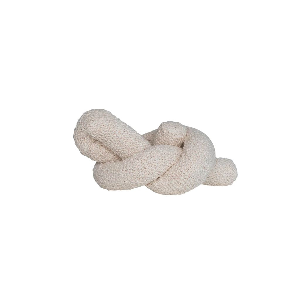 Woven Cotton Bouclé Knot Pillow in Cream