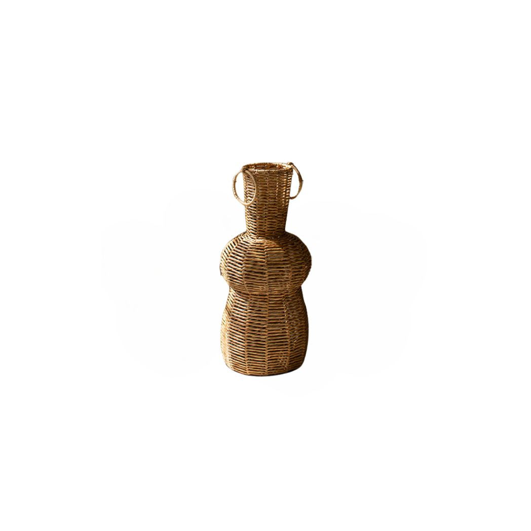 Woven Seagrass and Iron Floor Vases- Set of 3