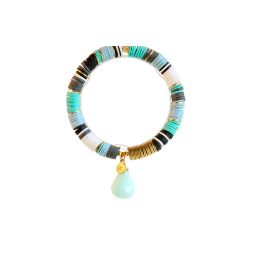 Blue African Bead Disc Bracelet