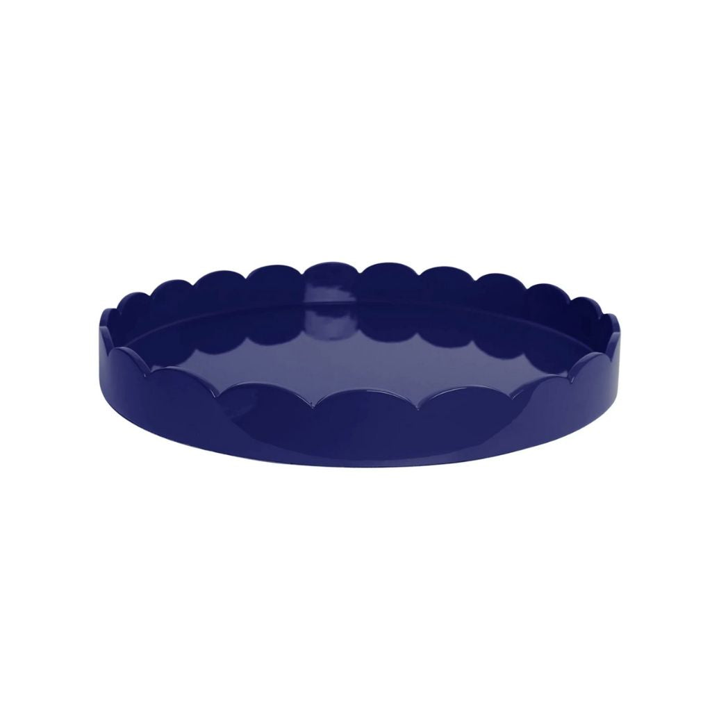 Scallop Large Navy Lacquer Tray - Addison Ross