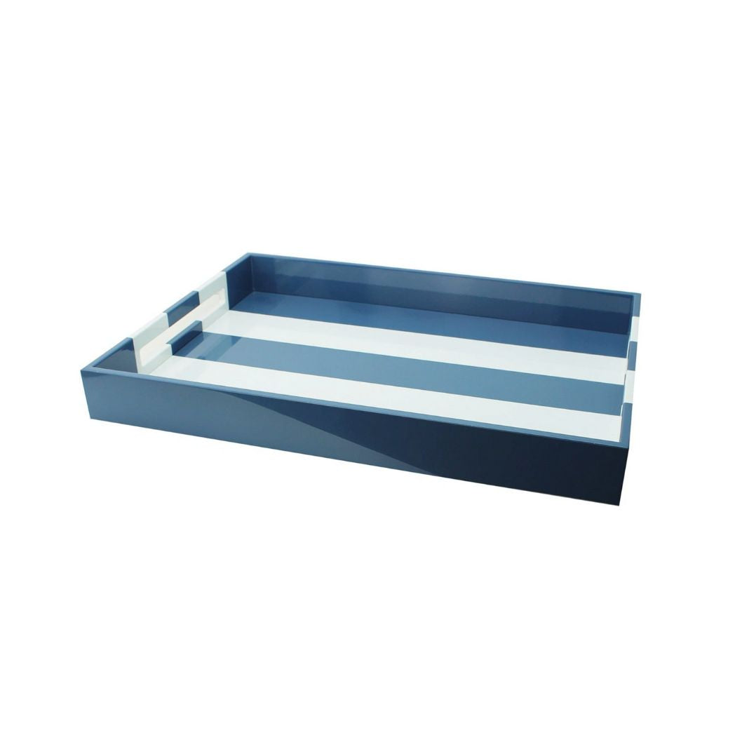 Denim Striped Lacquered Tray - Addison Ross