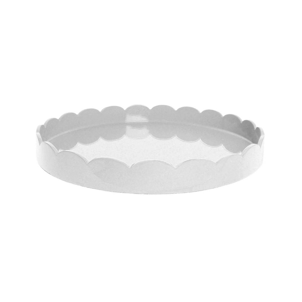 White Scallop Lacquered Round Tray - Addison Ross