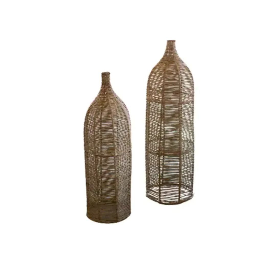 Seagrass and Iron Tall Bottle Basket