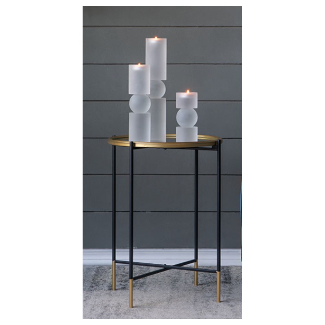 Frosted Glass Candle Holder Set