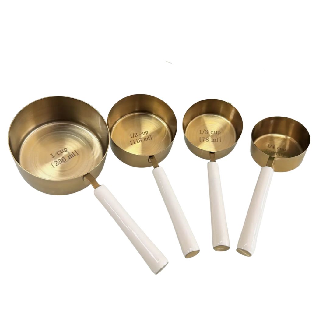 White and Gold Measuring Cups - Set of 4