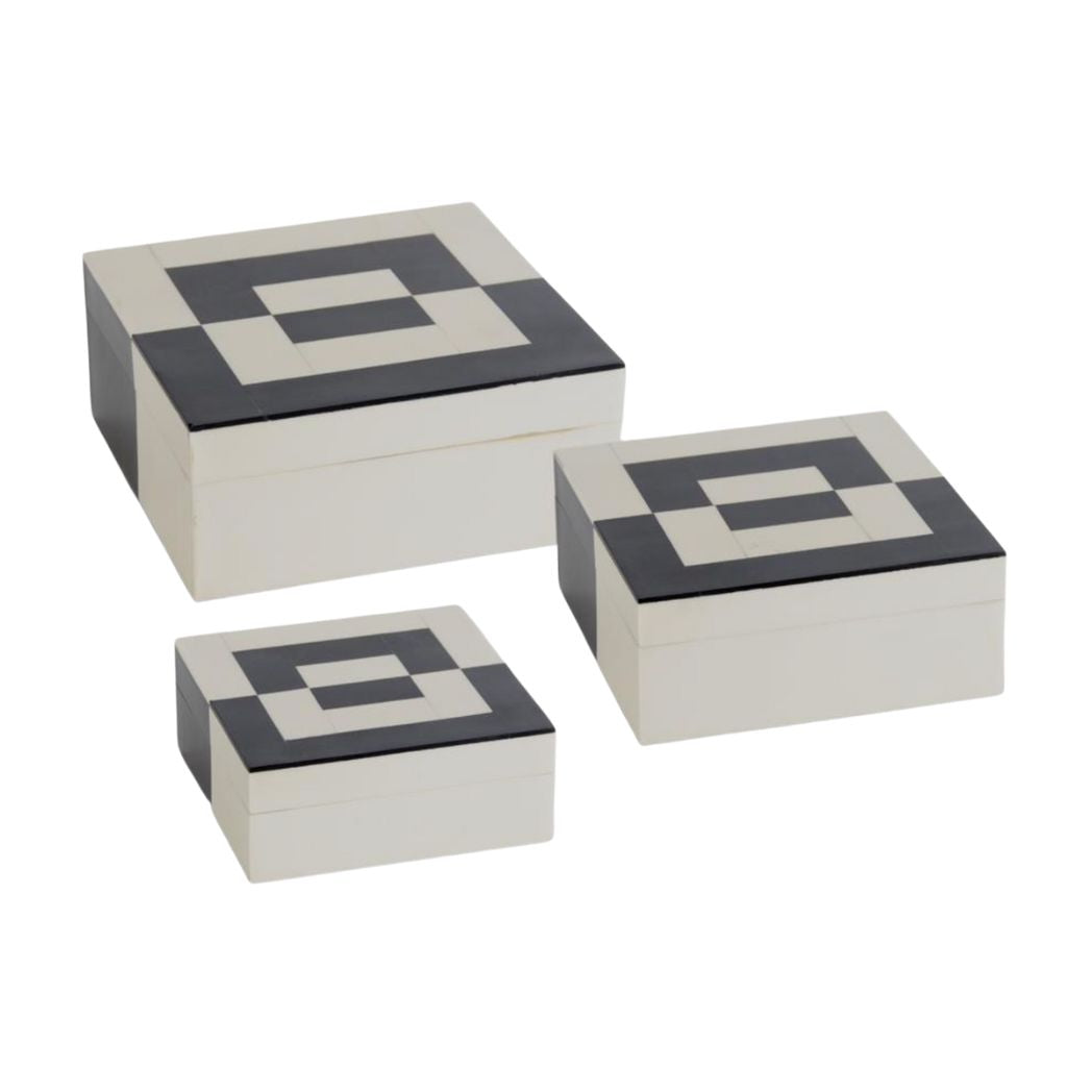 Black & White Square Box - Set of 3