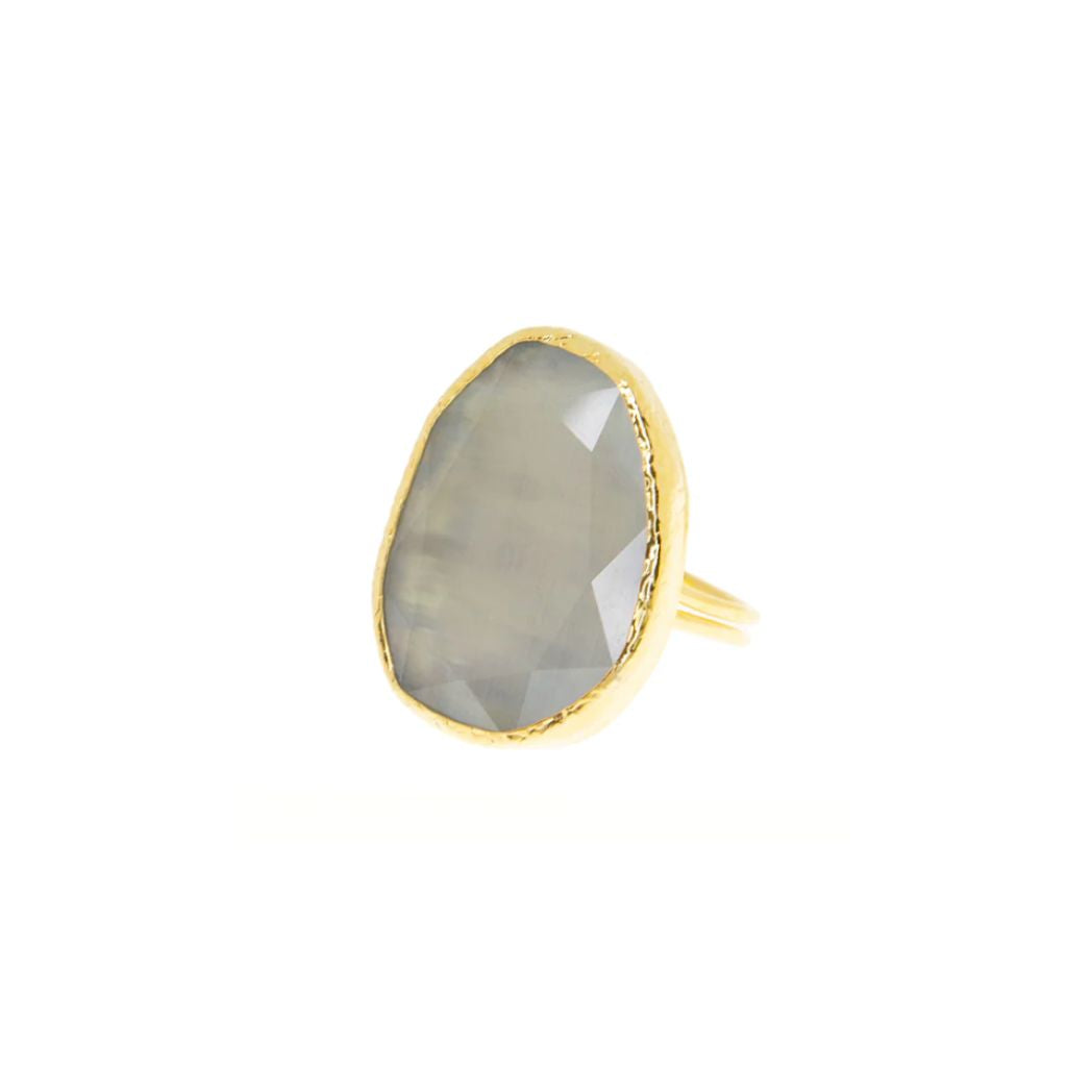 Gold Plated Cat-Eye Glass Adjustable Ring