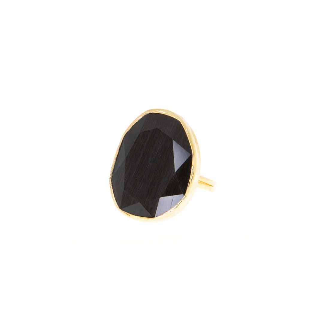 Gold Plated Cat-Eye Glass Adjustable Ring