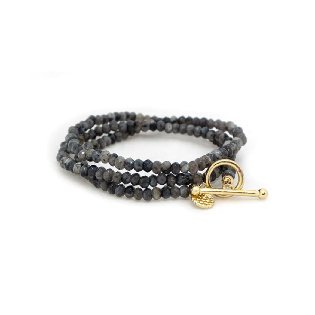 Crystal Beaded Toggle Wrap Bracelet- Available in Navy or Slate
