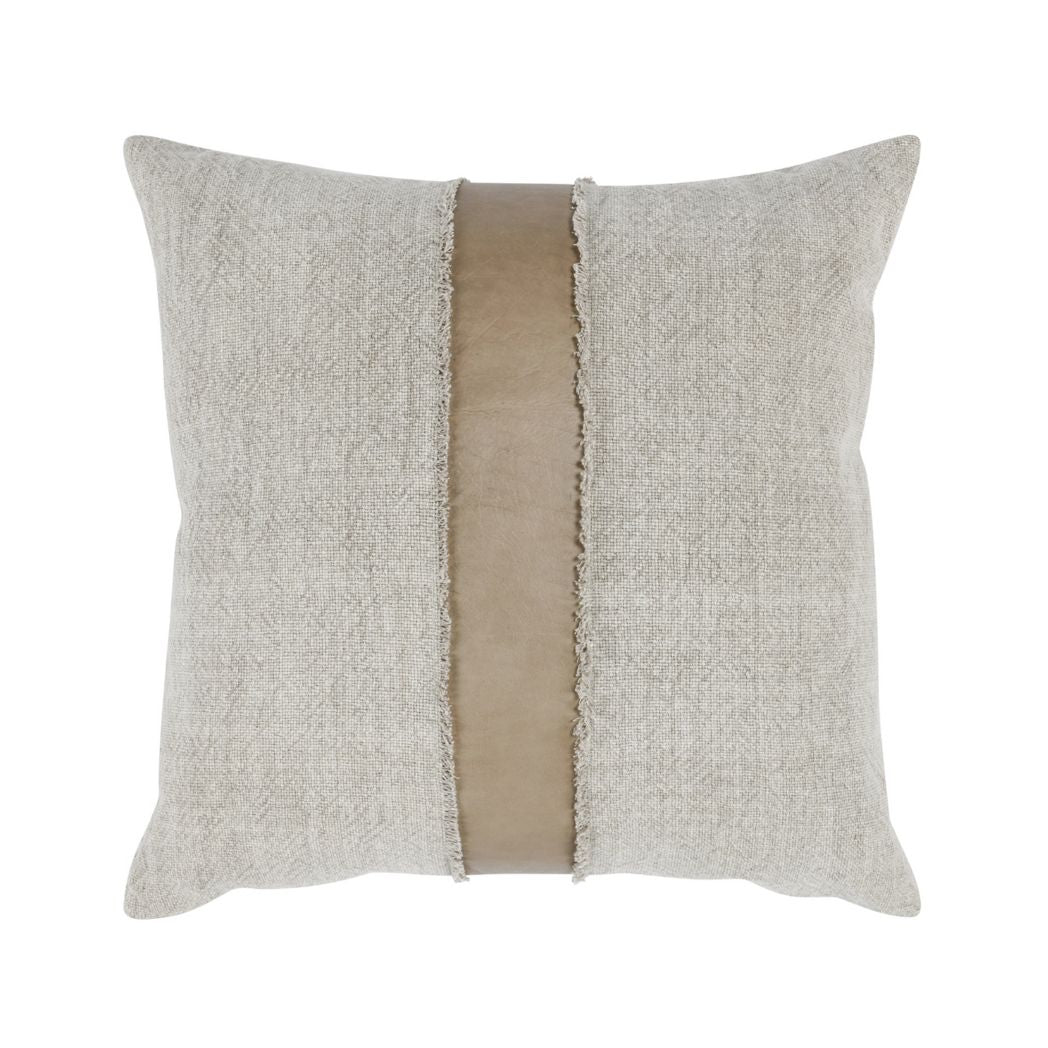 Linen and Leather Stripe Pillow