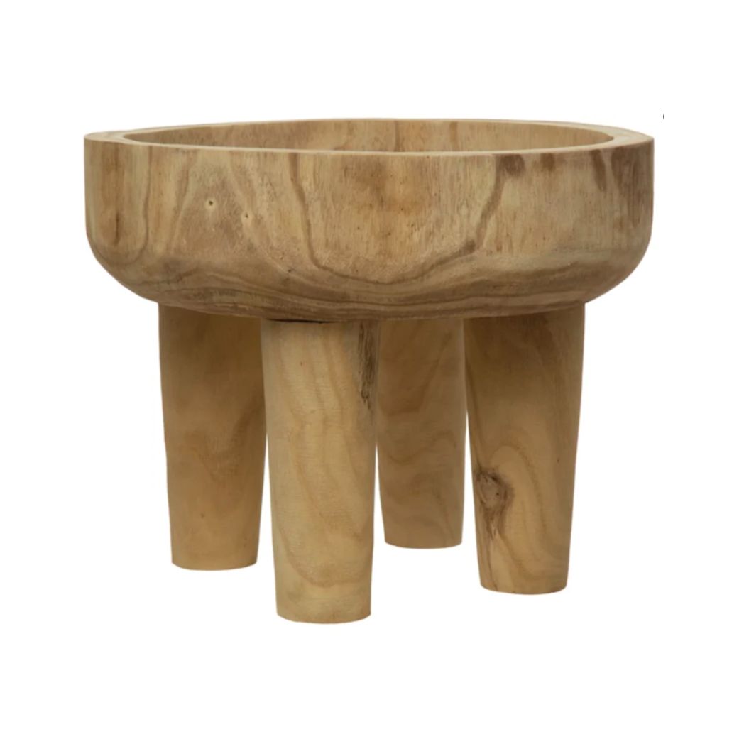 Natural Wood Pedestal Bowl