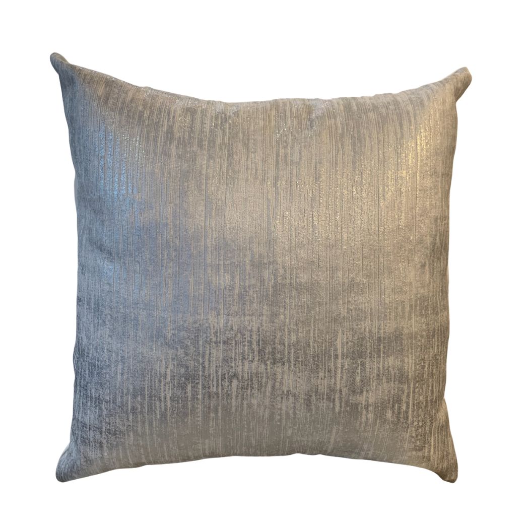 Silver and White Textured  Pillow