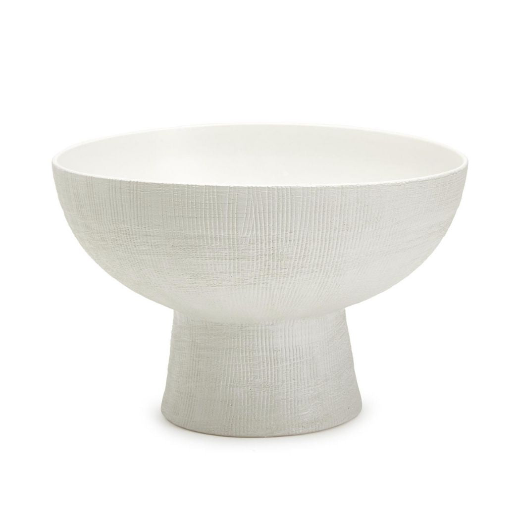 Textured White Pedestal Bowl