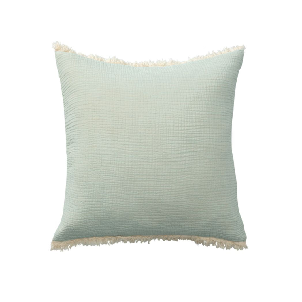 Cotton White Trim Fringe Pillow- Available in 4 Colors
