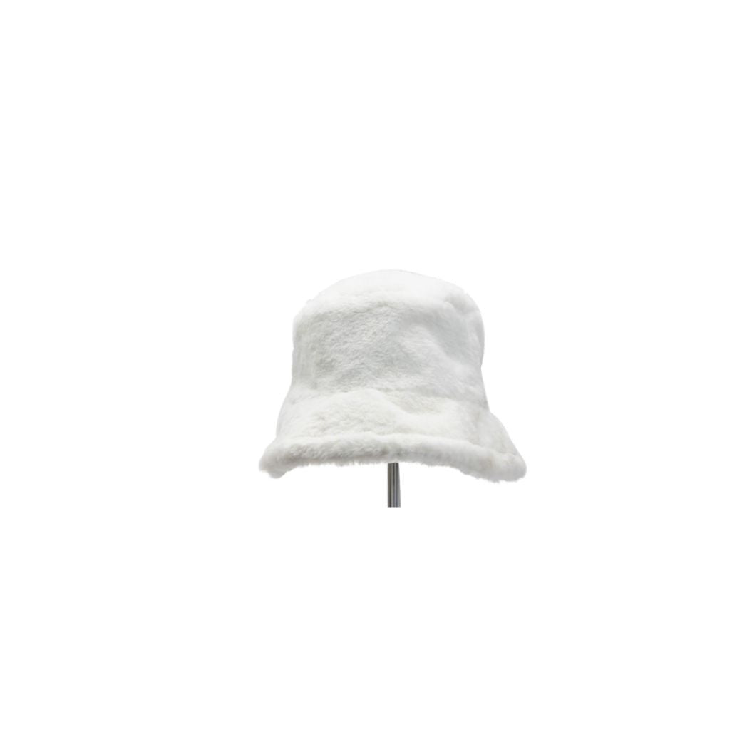 Vegan Fur White Bucket Hat