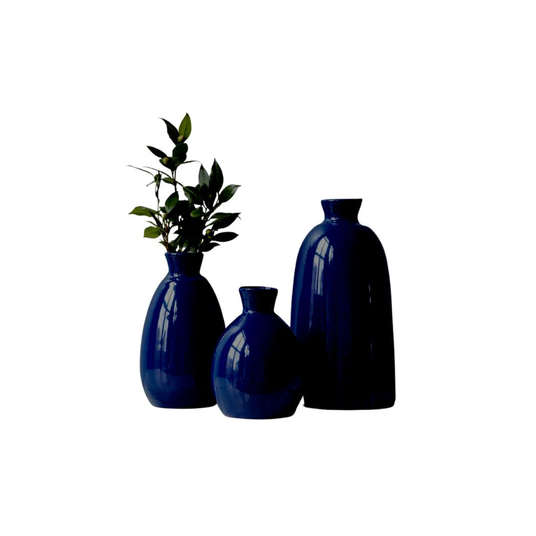 Navy Artisanal Vases- Set of 3