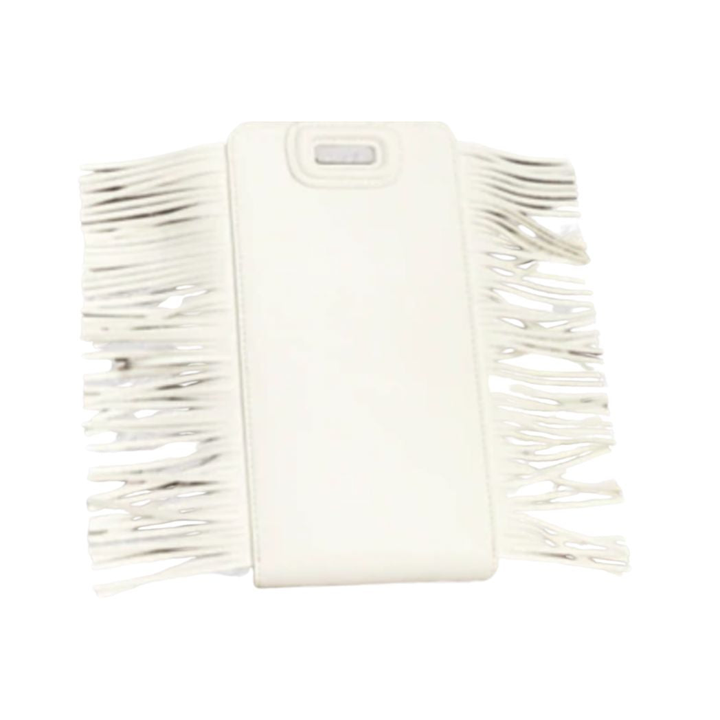 White Faux Leather Mini Cross Body With Fringe