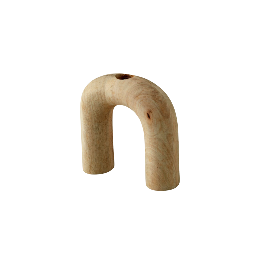 Curved Wood Candlestick Holders- Set of 2