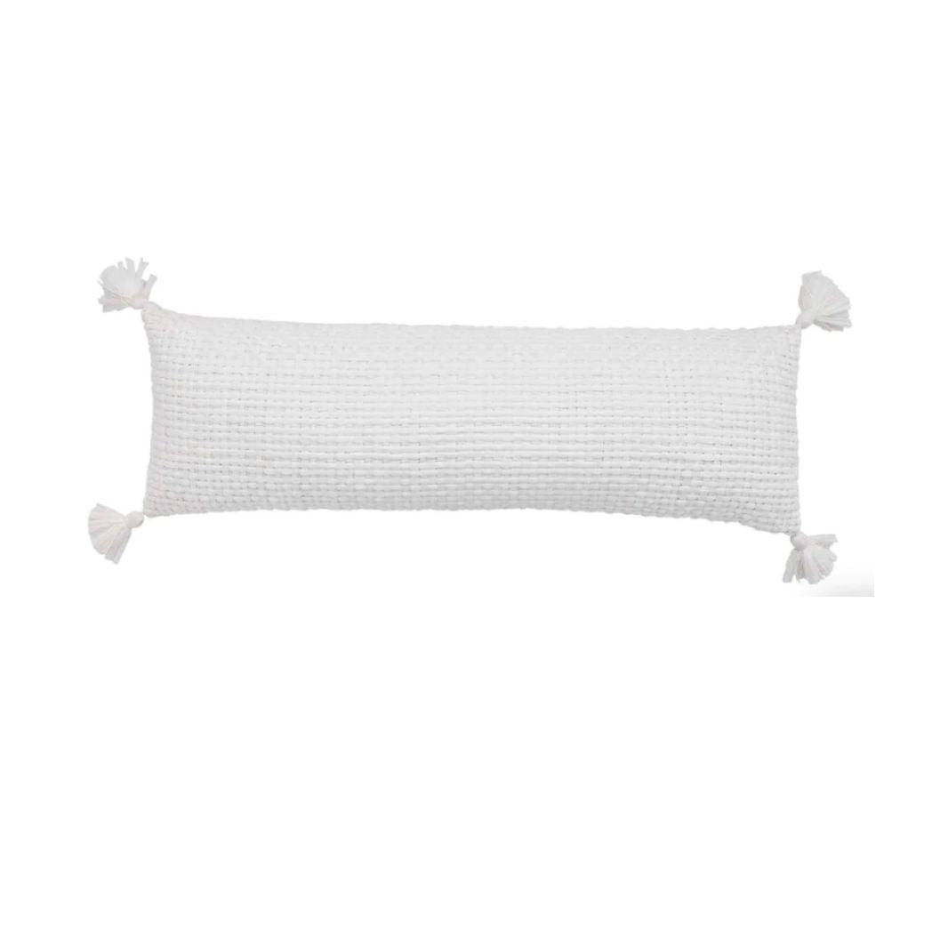 Fringe Lumbar White Pillow