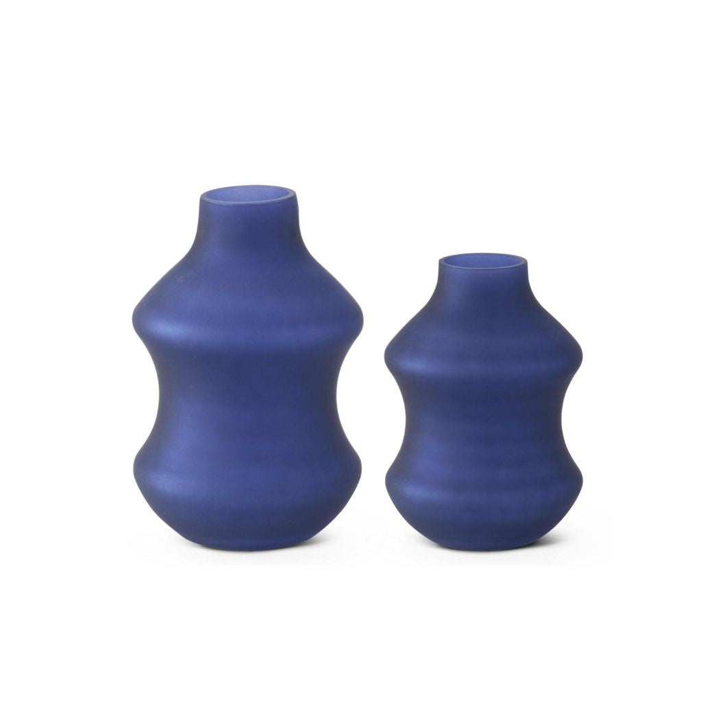 Frosted Blue Vase- Set of 2