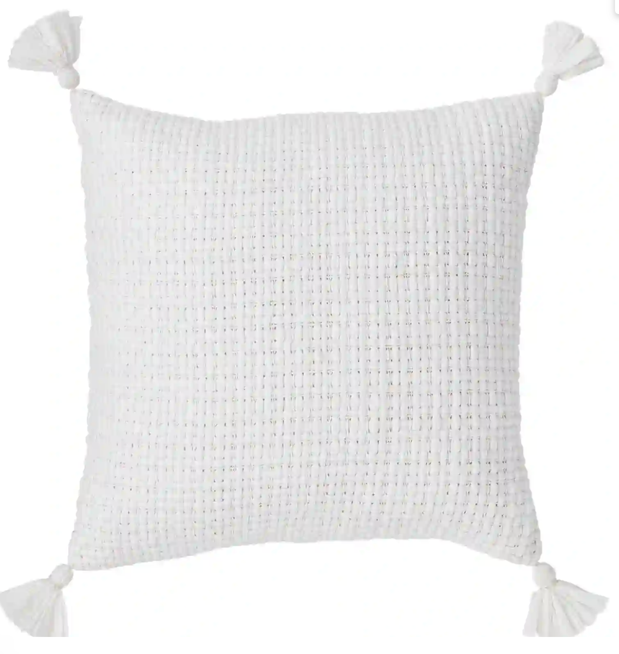 White Square Fringe Pillow