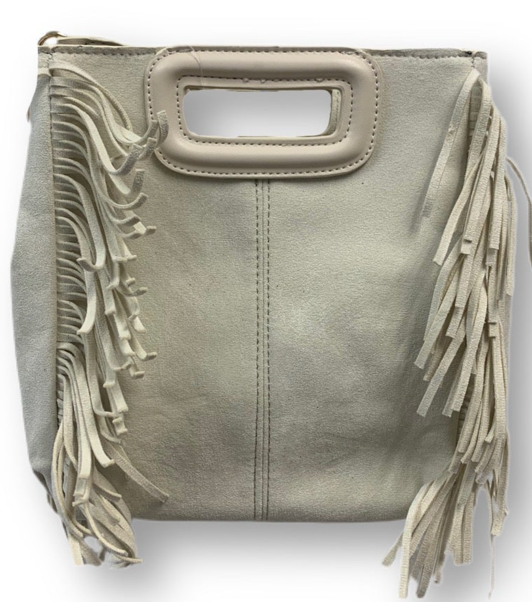 Suede Bag With Fringe and Skinny Strap