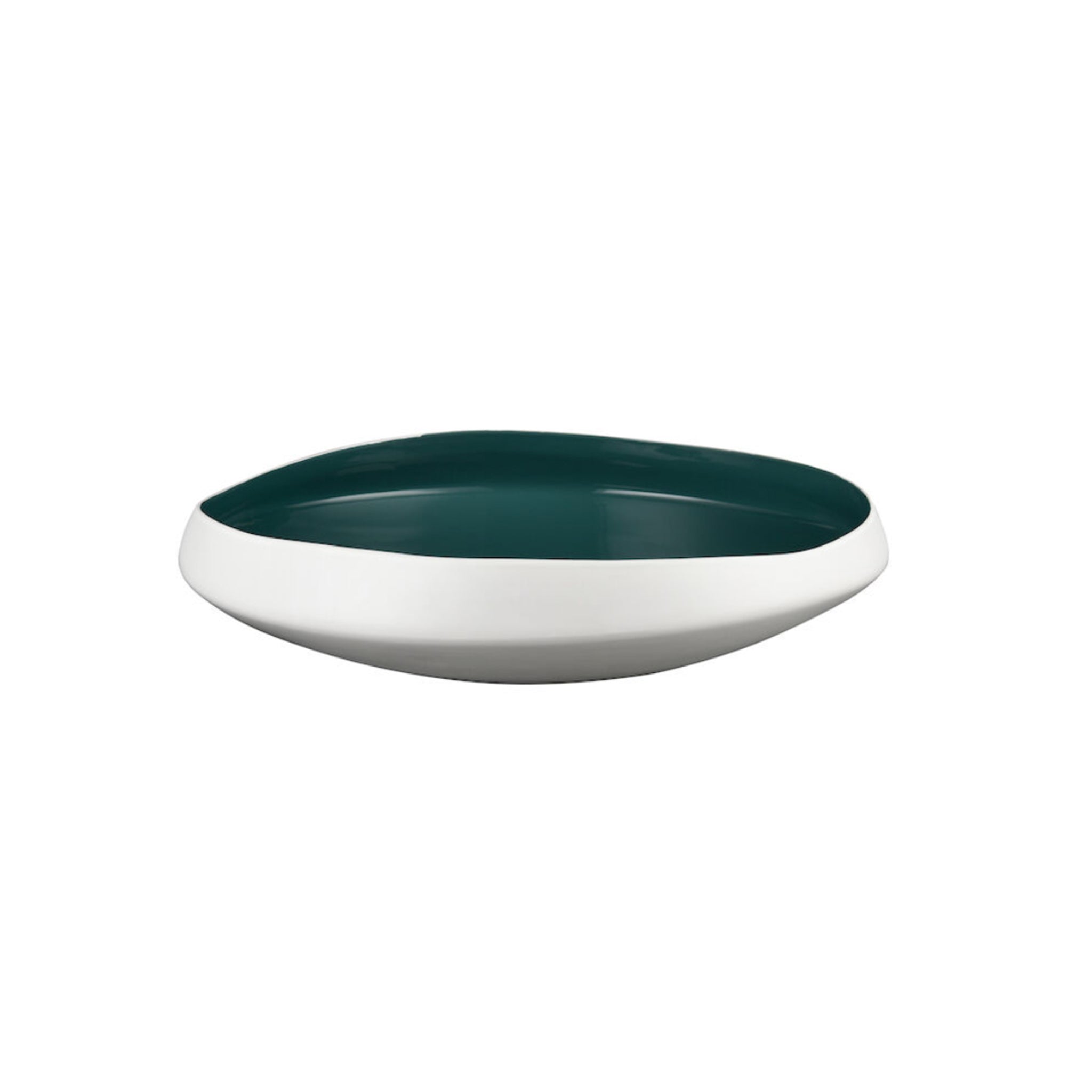 White and Green Low Ceramic Bowl